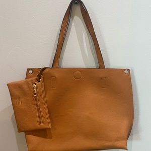 Street Level Brown Faux Leather Tote